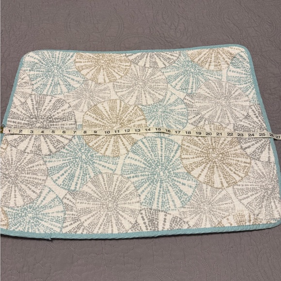 Pillow Shams Queen Set of 2 Tie closure Nicole Miller Aqua/Taupe/Grey Print - Picture 8 of 11